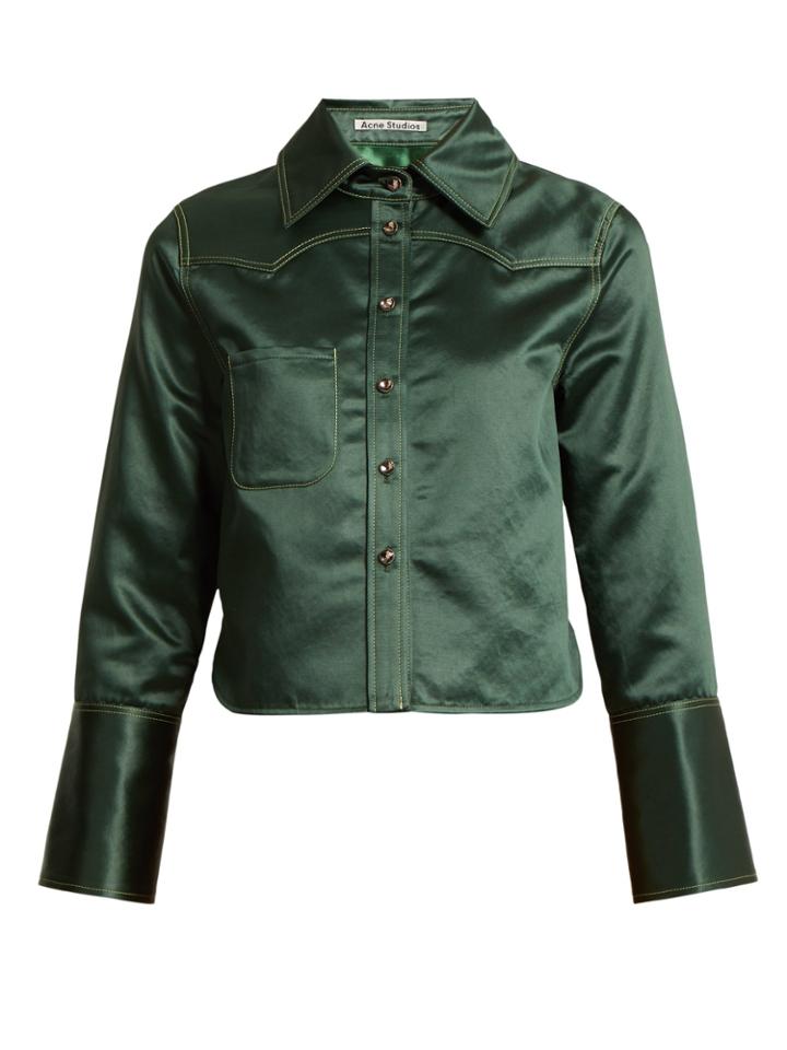 Acne Studios Rebecca Chinz Contrast-stitch Satin Shirt