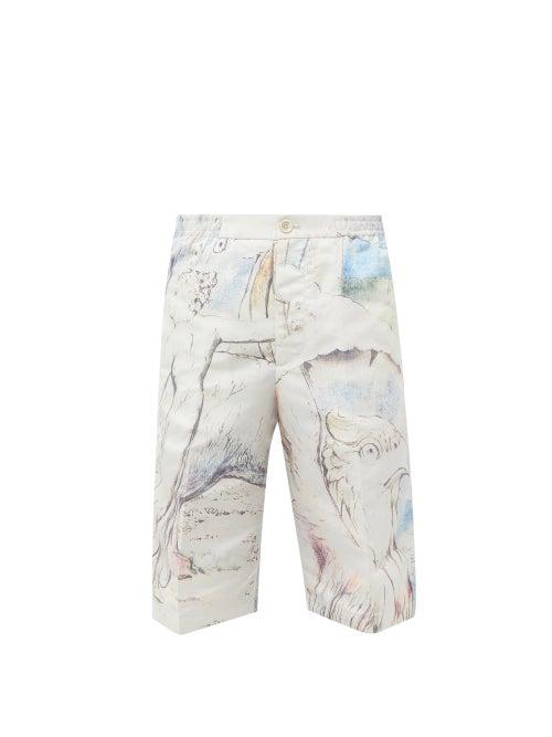 Alexander Mcqueen - Divine Comedy-print Shorts - Mens - Cream Multi