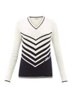 Matchesfashion.com Valentino - Chevron-stripe Wool-blend Sweater - Womens - Ivory Multi