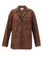 Matchesfashion.com Ganni - Leopard-print Sateen Shirt - Womens - Brown
