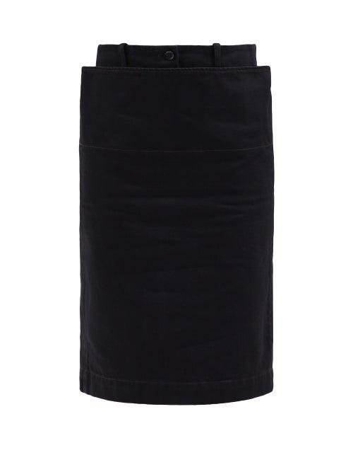Matchesfashion.com Lemaire - Straight-cut Cotton-twill Midi Skirt - Womens - Black