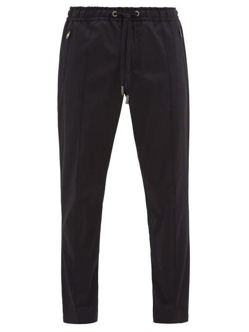 Matchesfashion.com Dolce & Gabbana - Logo-plaque Stretch-cotton Gabardine Trousers - Mens - Navy