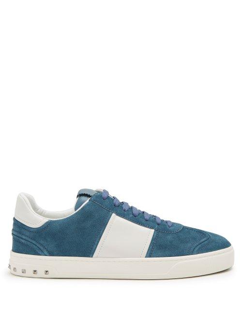 Matchesfashion.com Valentino - Fly Crew Low Top Suede Trainers - Mens - Blue