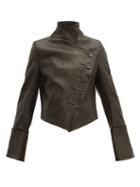 Matchesfashion.com Ann Demeulemeester - Sabine Double Breasted Leather Jacket - Womens - Black