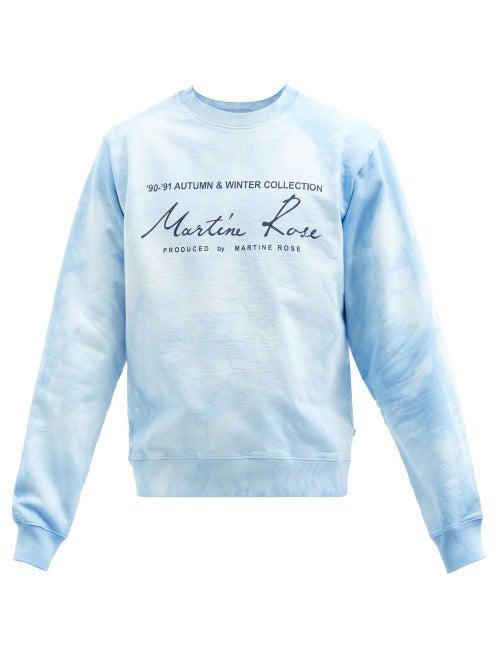 Matchesfashion.com Martine Rose - Logo-print Tie-dye Cotton Sweatshirt - Mens - Blue
