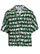 Matchesfashion.com Prada - Banana Print Striped Short Sleeved Shirt - Mens - Green Multi