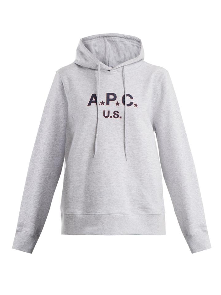 A.p.c. Us Star Logo Cotton-blend Jersey Hooded Sweatshirt