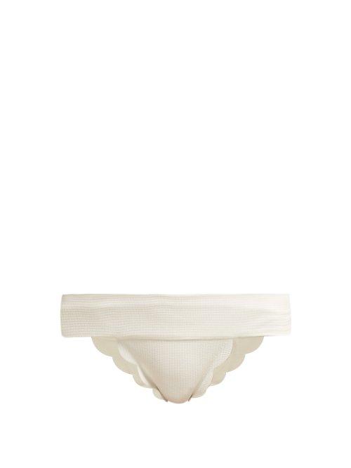 Matchesfashion.com Marysia - Santa Clara Scalloped Bikini Briefs - Womens - White