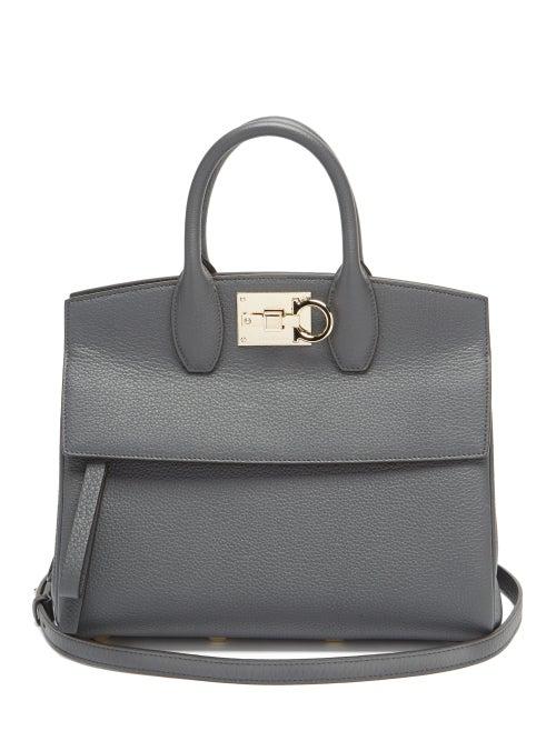 Matchesfashion.com Salvatore Ferragamo - The Studio Grained-leather Bag - Womens - Dark Grey