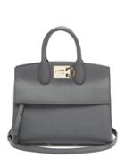 Matchesfashion.com Salvatore Ferragamo - The Studio Grained-leather Bag - Womens - Dark Grey