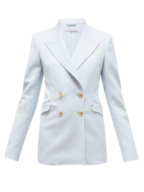 Matchesfashion.com Gabriela Hearst - Angela Double Breasted Wool Blazer - Womens - Light Blue