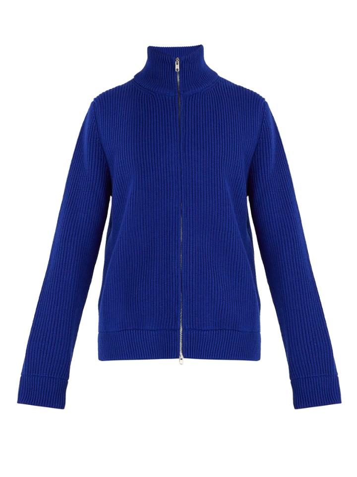 Maison Margiela Ribbed Wool Zip-up Sweater