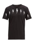 Matchesfashion.com Neil Barrett - Thunderbolt-print Cotton-blend Jersey T-shirt - Mens - Black