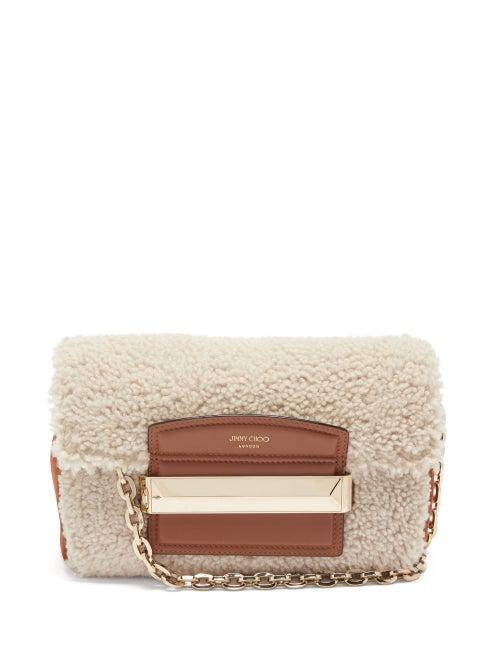 Jimmy Choo - Carolina Shearling Shoulder Bag - Womens - Cream Multi