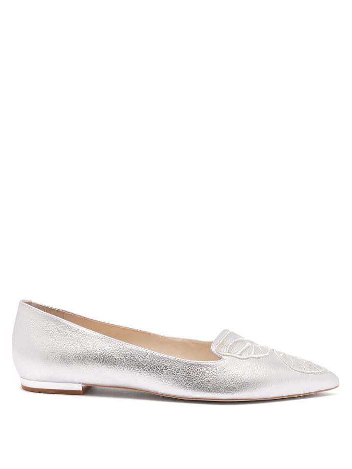 Sophia Webster Bibi Butterfly Metallic Leather Flats