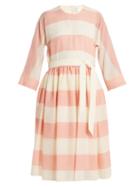 Matchesfashion.com Maison Rabih Kayrouz - Etamine Dropped Waist Striped Wool Dress - Womens - Pink Stripe