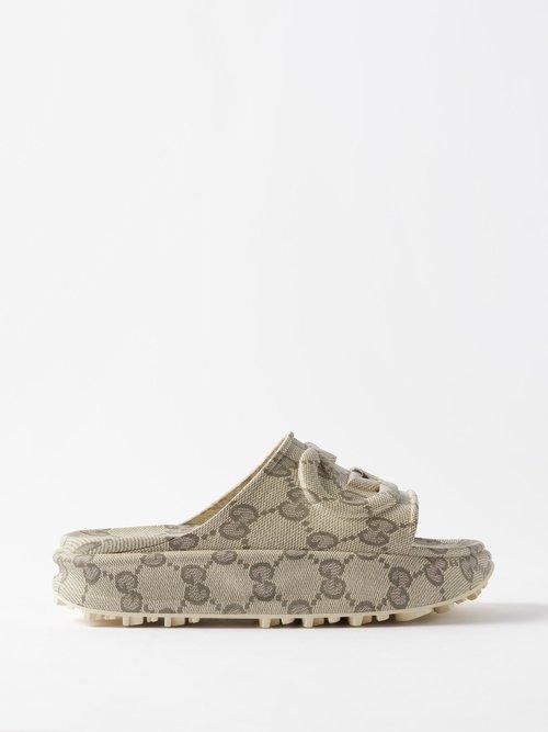 Gucci - Gg-logo Rubber Sandals - Mens - Beige