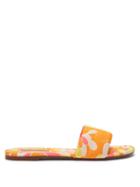 Matchesfashion.com Emilio Pucci - Abstract-print Cotton-twill Slides - Womens - Orange Multi