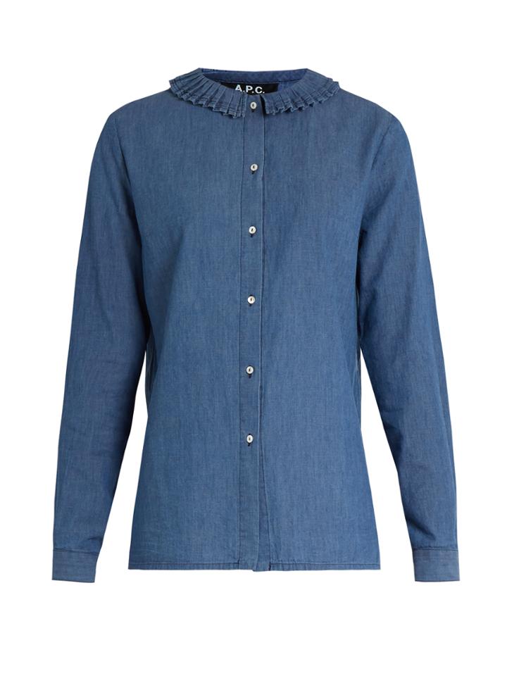 A.p.c. Julia Pleated-collar Cotton Shirt