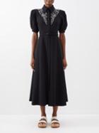 Gabriela Hearst - Billy Embroidered Wool Midi Dress - Womens - Black