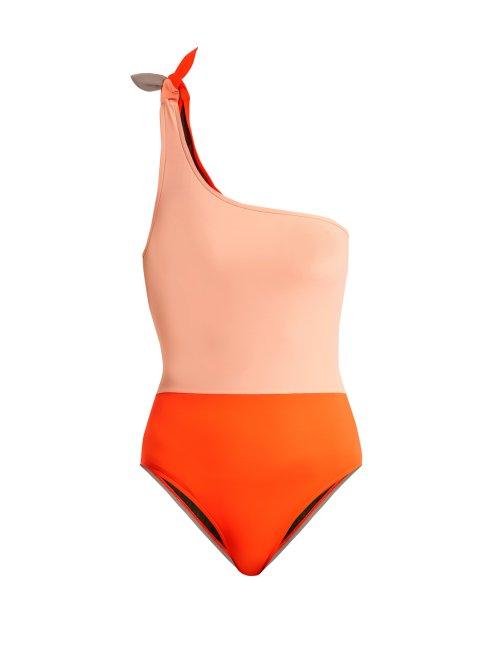 Matchesfashion.com Bower - White Horse One Shoulder Colour Block Swimsuit - Womens - Multi