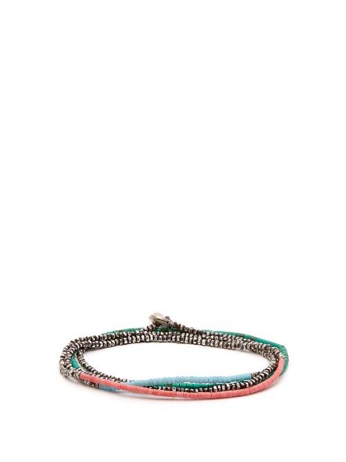 Matchesfashion.com M Cohen - Horizon Bead Embellished Silver Bracelet - Mens - Blue