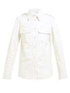 Matchesfashion.com Helmut Lang - Flap Pocket Leather Shirt - Womens - White