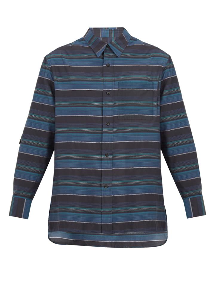 Lanvin Patch-pocket Striped Cotton-blend Shirt