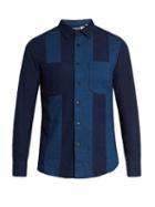 Blue Blue Japan Contrast-panel Cotton-flannel Shirt