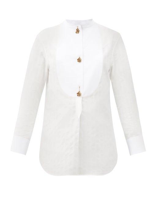 Matchesfashion.com Chlo - Bib-front Striped Cotton Shirt - Womens - White