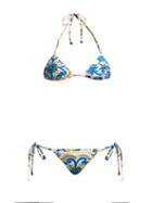 Matchesfashion.com Dolce & Gabbana - Majolica Print Bikini - Womens - Blue Multi