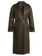 Matchesfashion.com Joseph - Solferino Belted Leather Coat - Womens - Dark Green