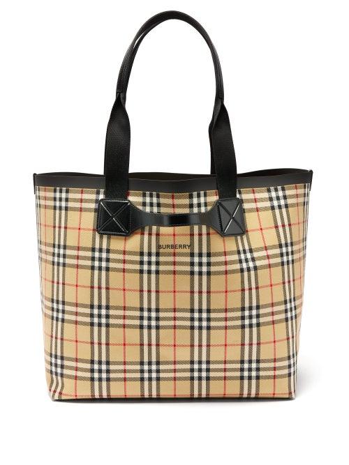Matchesfashion.com Burberry - Large Vintage Check Cotton Canvas Tote Bag - Womens - Beige Multi