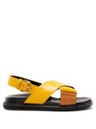 Matchesfashion.com Marni - Fussbett Snake Effect Leather Sandals - Womens - Yellow