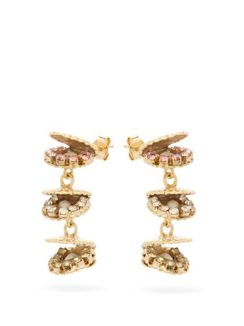 Matchesfashion.com Rosantica - Basquiat Crystal & Faux-pearl Clam Earrings - Womens - Gold