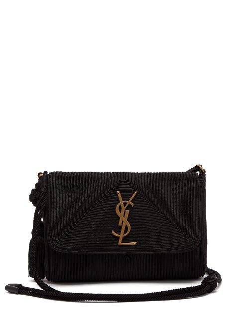 Matchesfashion.com Saint Laurent - Kate Woven Satin Cross Body Bag - Womens - Black