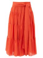 Matchesfashion.com Loup Charmant - Demeter Banded Organic-cotton Midi Skirt - Womens - Red
