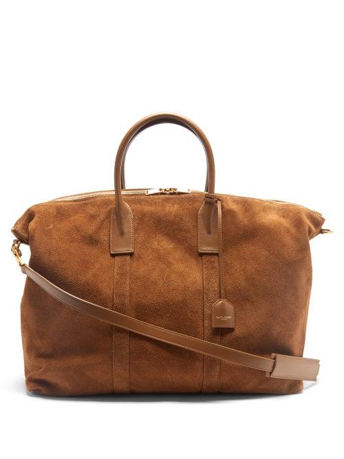 Saint Laurent - Leather-trim Suede Holdall - Mens - Brown