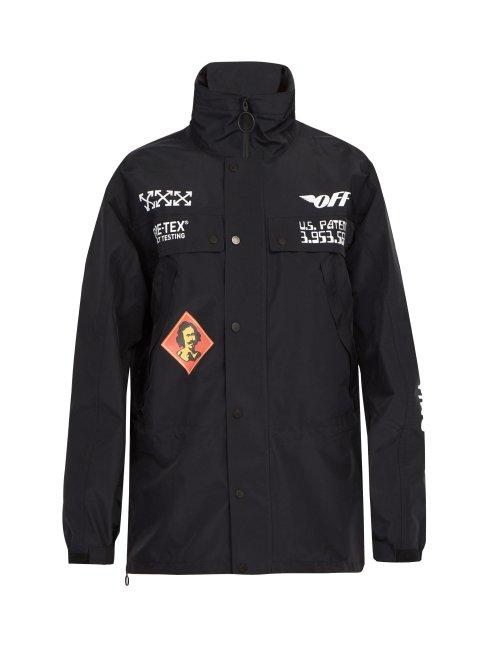 Matchesfashion.com Off-white - Logo Print Goretex® Jacket - Mens - Black