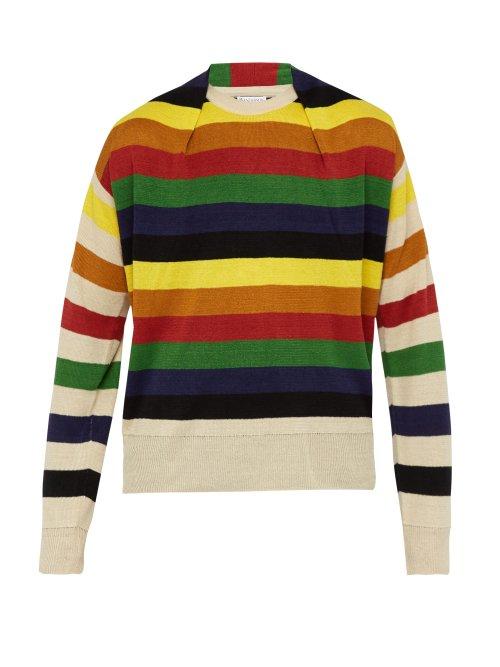 Matchesfashion.com Jw Anderson - Papaya Striped Knit Linen Sweater - Mens - Multi