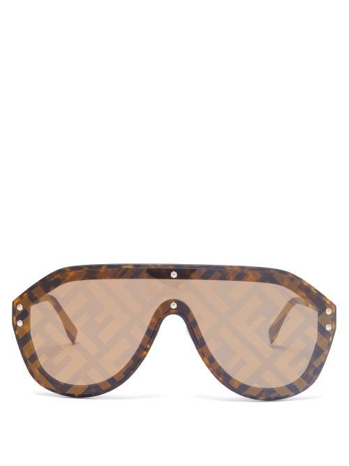 Matchesfashion.com Fendi - Ff Shield Metal Sunglasses - Mens - Gold