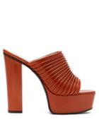 Matchesfashion.com Givenchy - Ribbed Leather Platform Mules - Womens - Tan