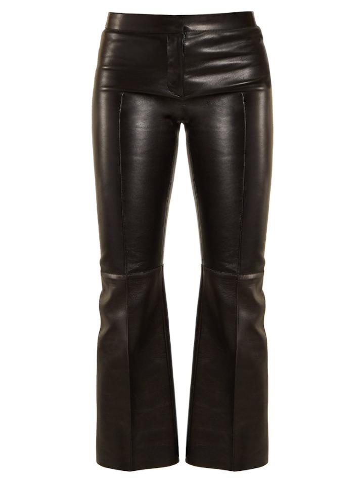 Alexander Mcqueen Cropped Flared Leather Trousers