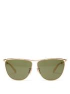 Matchesfashion.com Celine Eyewear - Andy Top Frame Metal Sunglasses - Womens - Green Gold