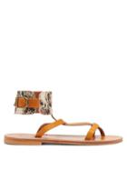 Matchesfashion.com K.jacques - Caravelle Python-print Leather Sandals - Womens - Tan Multi