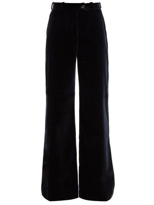 Matchesfashion.com Acne Studios - Wide Leg Velvet Trousers - Womens - Navy