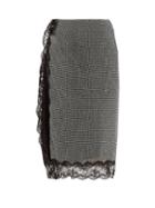 Matchesfashion.com Christopher Kane - Crystal Mesh Lace Trimmed Pencil Skirt - Womens - Black