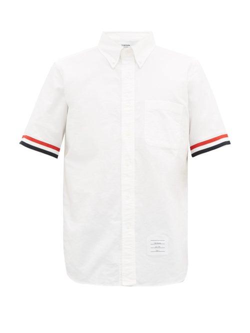 Matchesfashion.com Thom Browne - Tricolour Striped-cuff Cotton-oxford Shirt - Mens - White