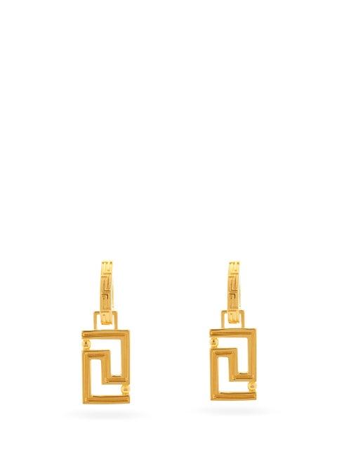 Matchesfashion.com Versace - Greca-engraved Drop Earrings - Womens - Gold