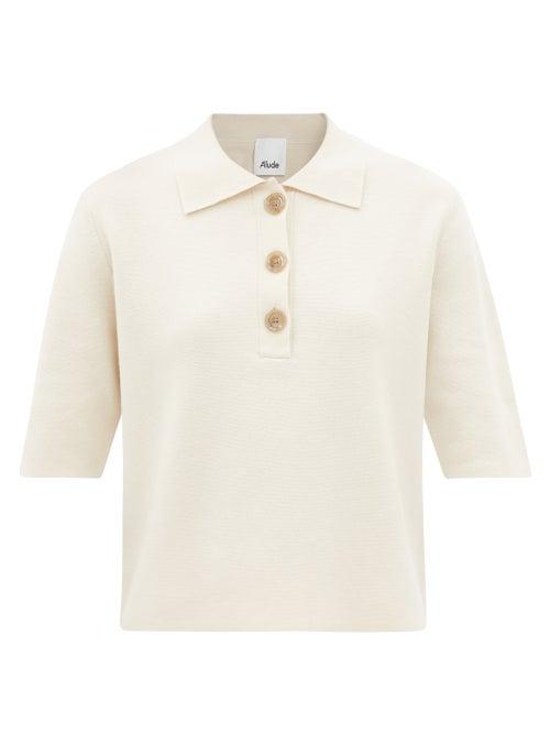 Allude - Quarter-button Cotton-blend Polo Shirt - Womens - Cream